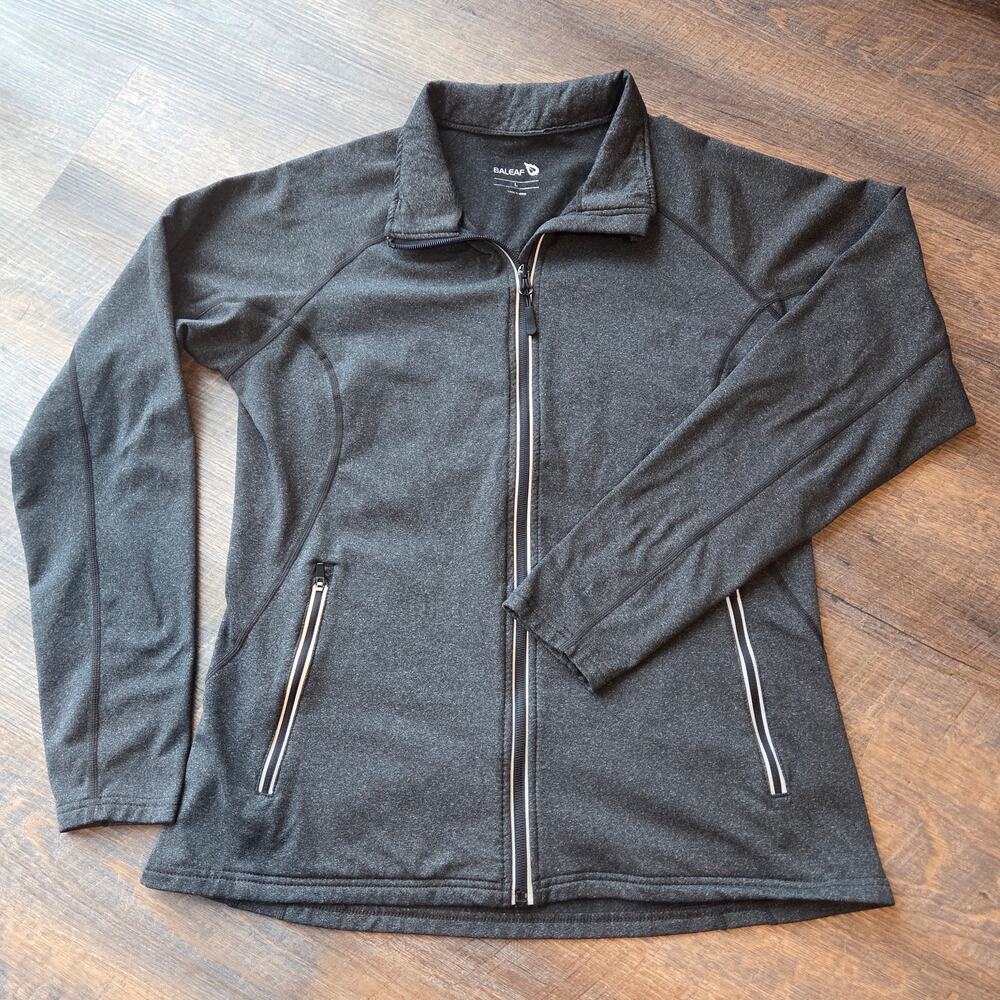 Fleece Lined Athletic Dark Gray Jacket Women Large